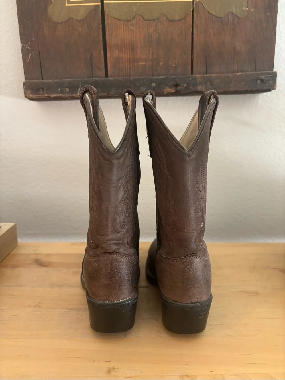 Old West Kids Brown Western Cowboy Boots - Classic Pull-On Style 9c